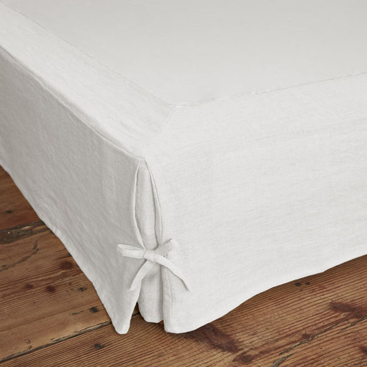 Cache sommier 140x190 cm lin français craie