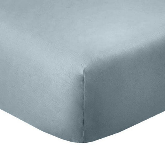 2 draps housse 80x200 +35 cm coton 57 fils bleu polaire
