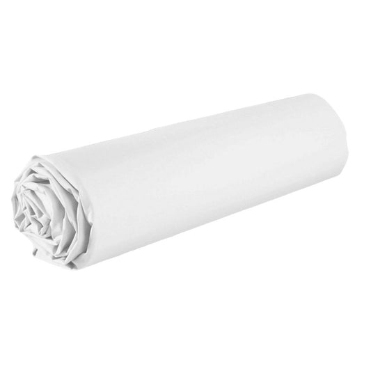 Drap housse 100% coton 57 fils avec bonnet : couleur - blanc, taille - 90 x 190 cm