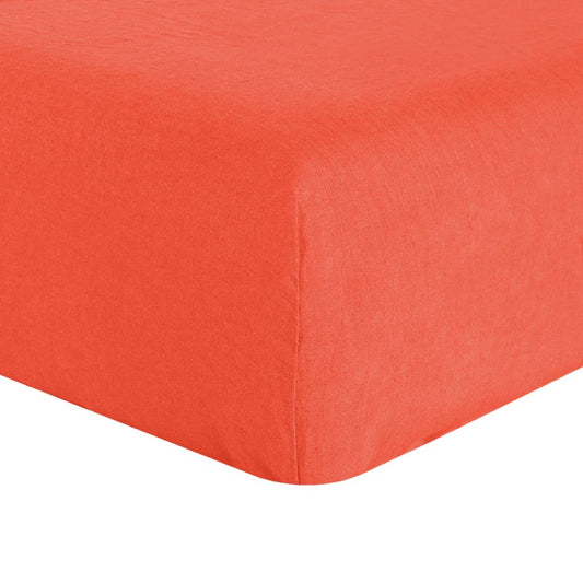 Drap housse 140x190 +30 cm en lin français - lin lavé flamme