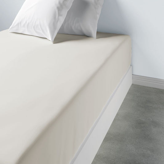 Drap housse 140x190 +35 cm 100% coton 57 fils ivoire