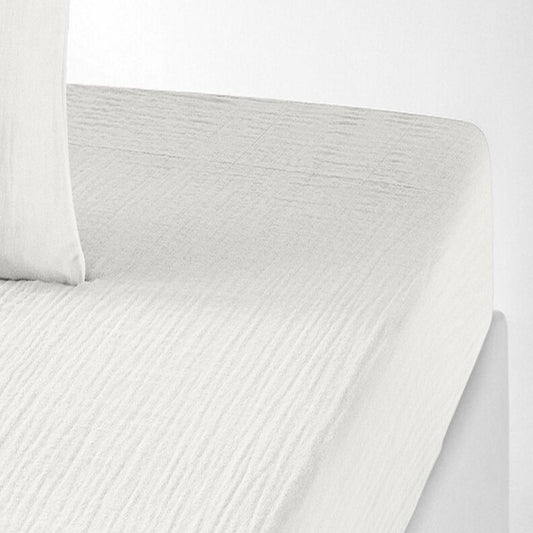 Drap housse 140x190 cm gaze de coton blanc pur