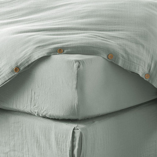 Drap housse 140x190 cm gaze de coton eucalyptus