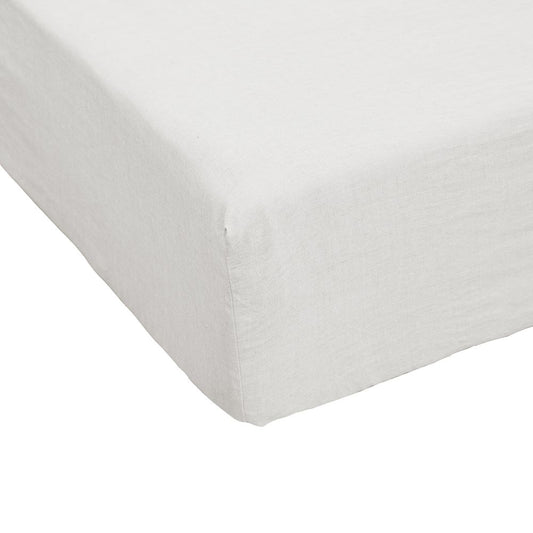 Drap housse 160x200 cm lin français craie
