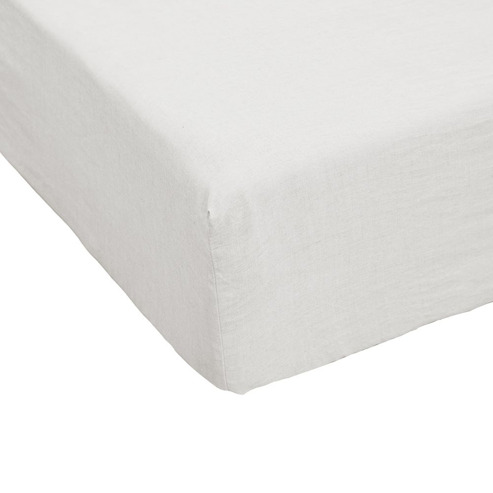 Drap housse 160x200 cm lin français craie