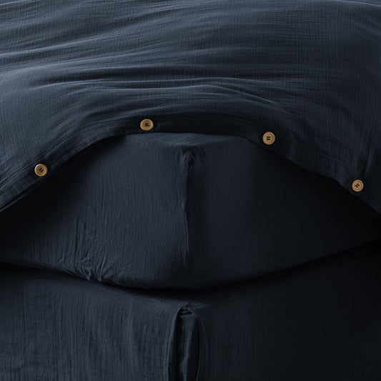 Drap housse 200x200 cm gaze de coton minuit