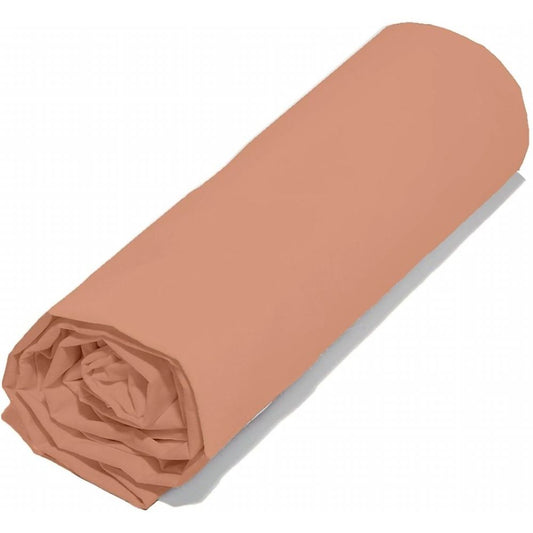 Drap housse 50% lyocell 50% coton 57 fils : couleur - terracotta, taille - 140 x 200 cm