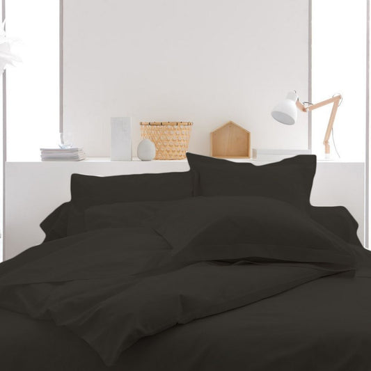 Housse de couette 100% coton anthracite : taille - 140 x 200 cm