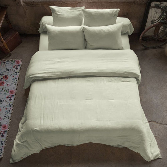 Housse de couette 200x200 cm en gaze de coton vert d’eau