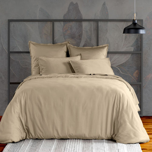 Housse de couette 220x240 cm satin de coton beige