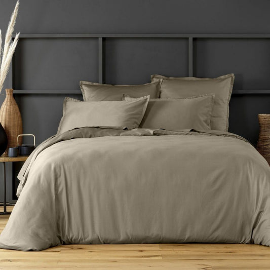 Housse de couette 220x240 satin de coton sable