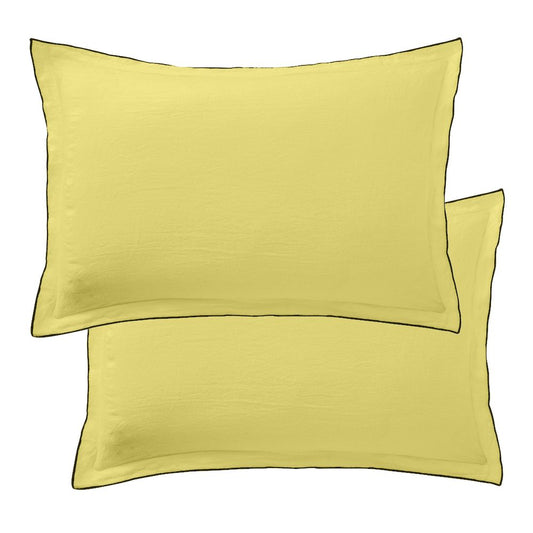 Lot 2 taies d'oreiller 50x70 cm rectangle en lin français - lin lavé poire