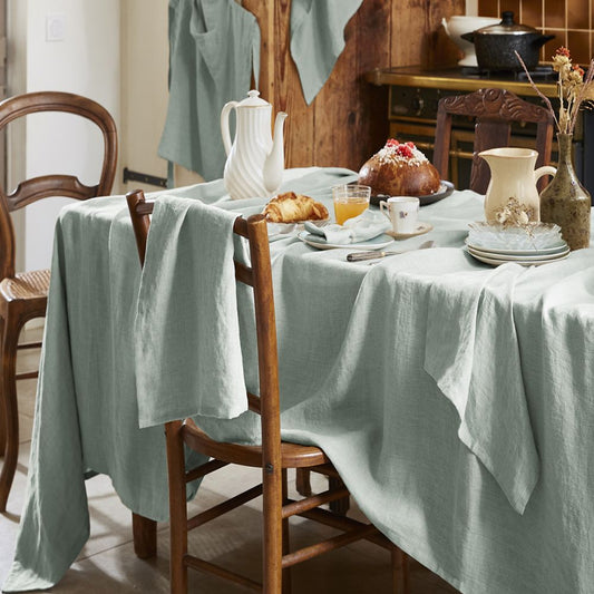 Nappe rectangle 170x250 cm lin français eucalyptus