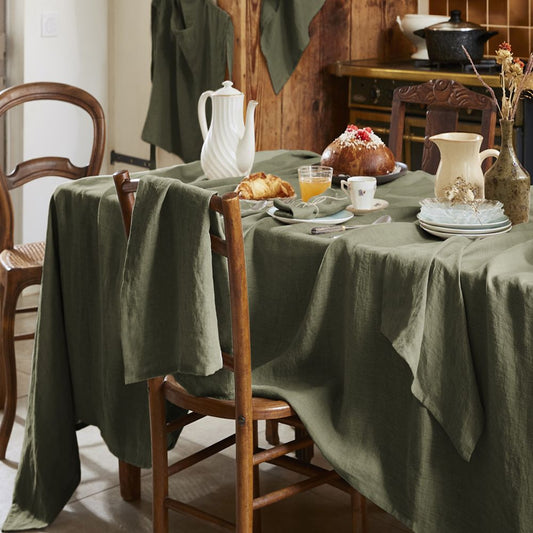 Nappe rectangle 170x250 cm lin français thym