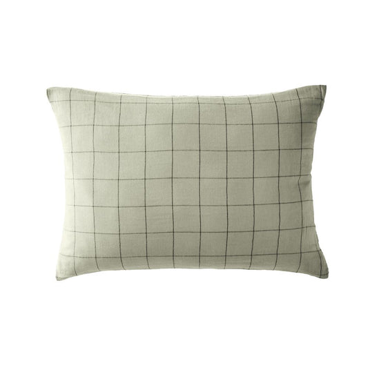 Taie d'oreiller 50x70 cm gaze de coton à grands carreaux vert d'eau